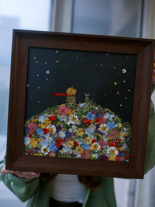 Original Handmade Pressed Flower Plant Frame β Custom Name and Blessing, 32x34cm, The Little Prince Theme, Birthday Gift - My Store