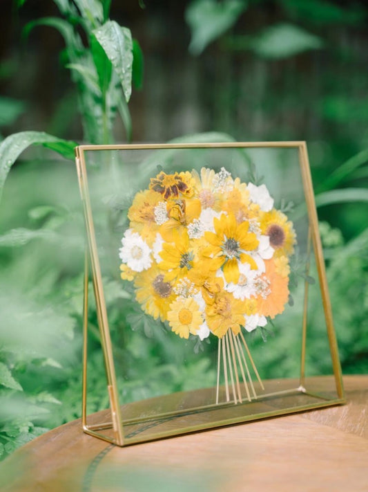 Original Custom Creative Pressed Flower Handmade DIY Brass Glass Frame Desktop Ornament Gift - My Store