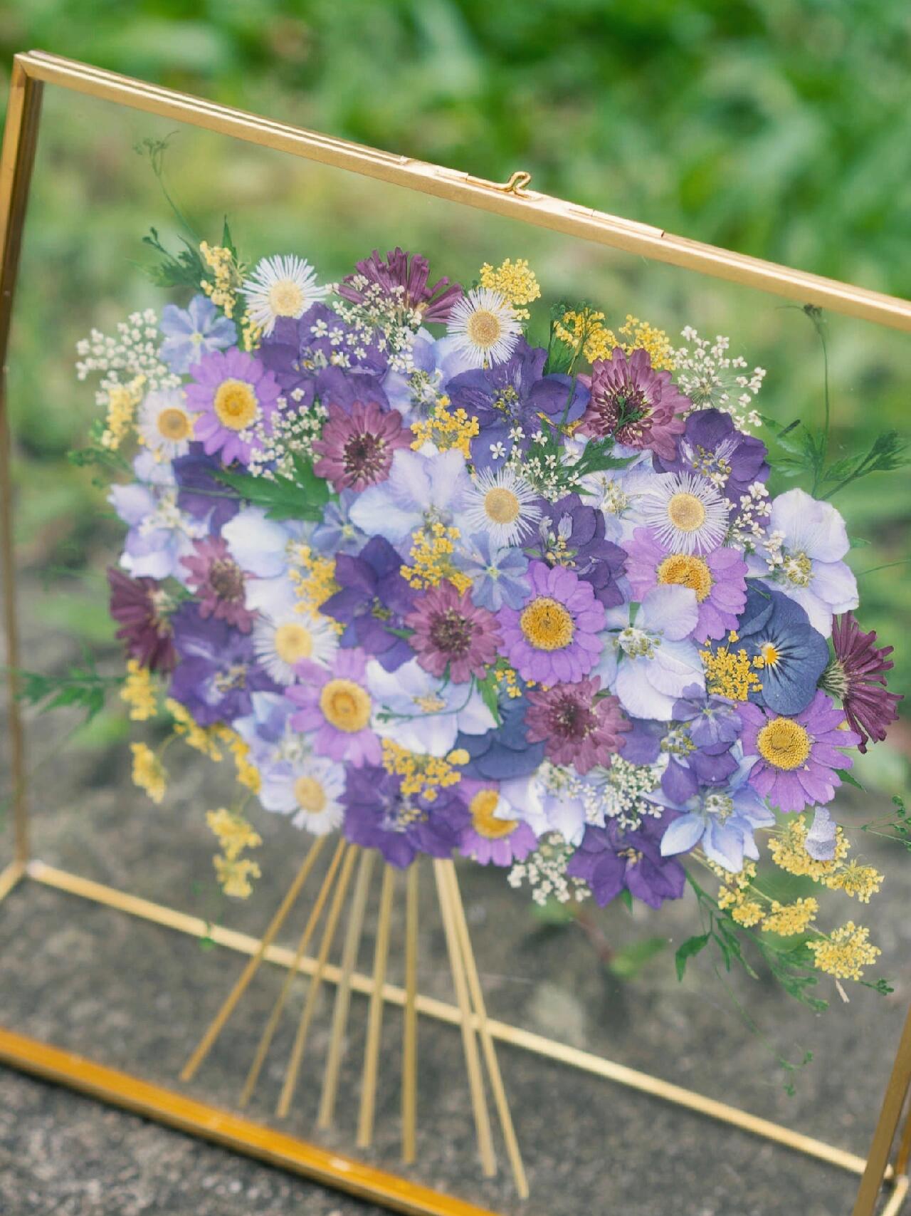 Original Custom Creative Pressed Flower Handmade DIY Brass Glass Frame Desktop Ornament Gift - My Store