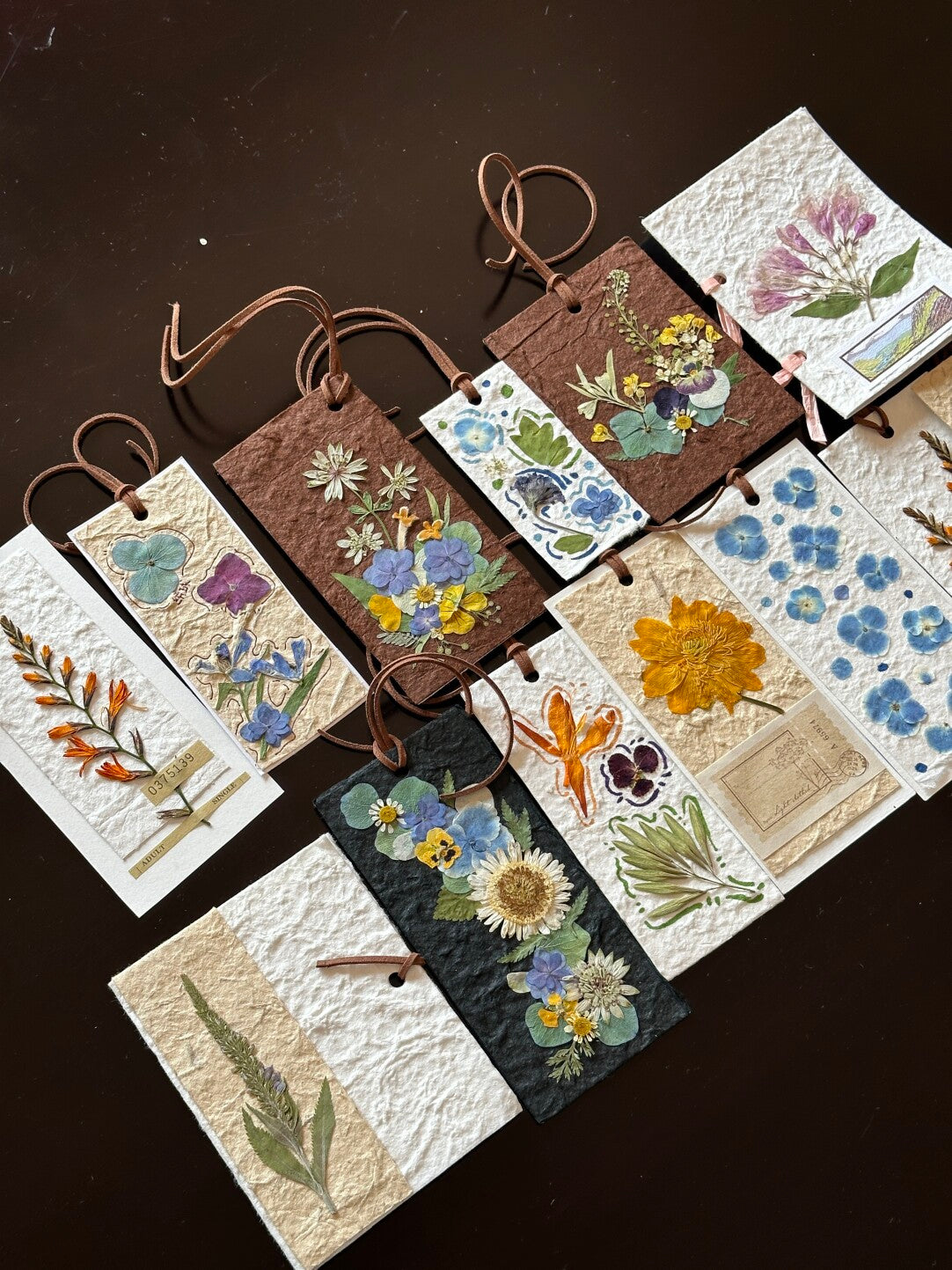 Original Handmade Vintage Pressed Flower Bookmark Gift Set – 3 Pieces with Textured Craftsmanship - My Store