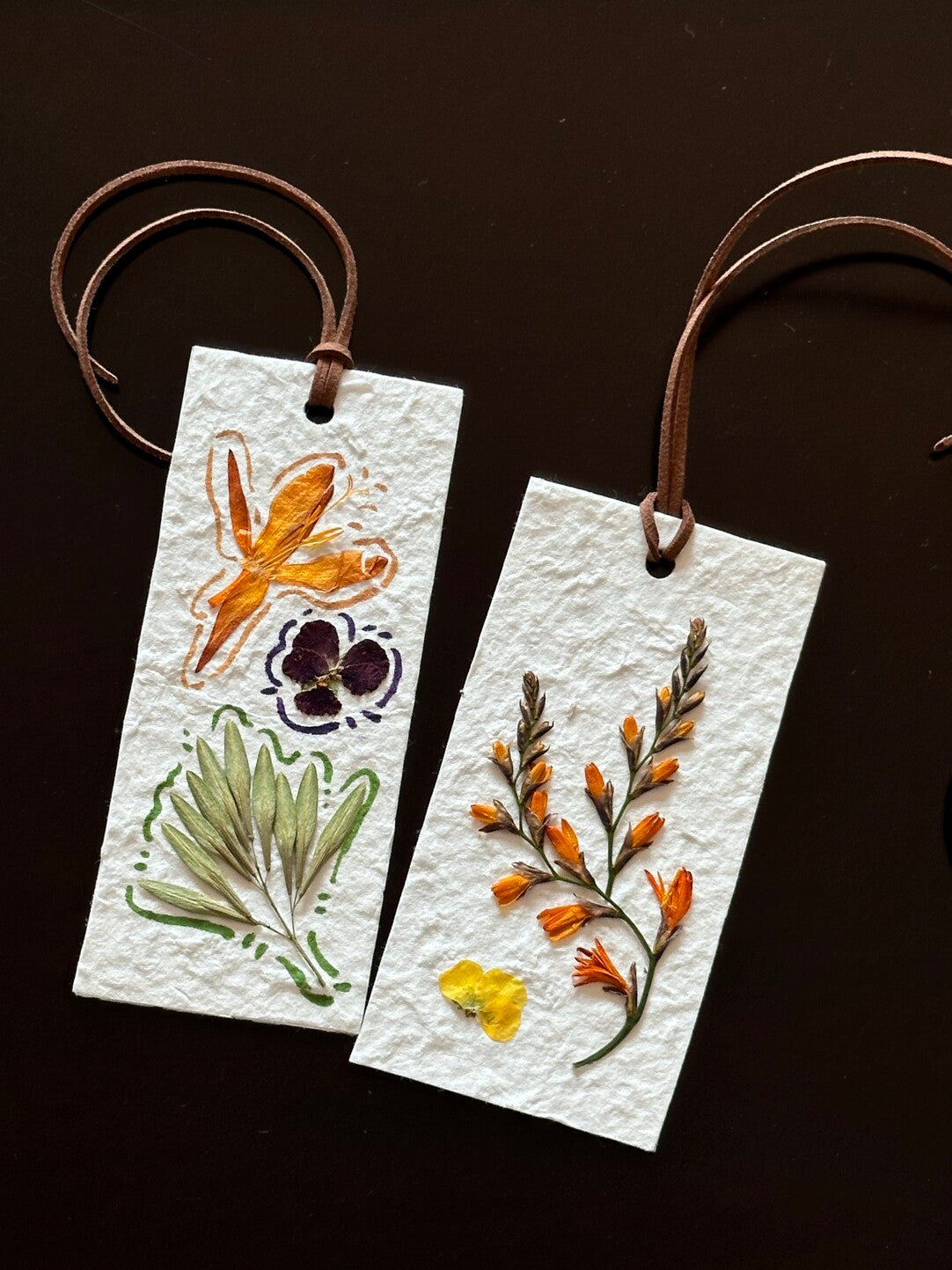 Original Handmade Vintage Pressed Flower Bookmark Gift Set – 3 Pieces with Textured Craftsmanship - My Store