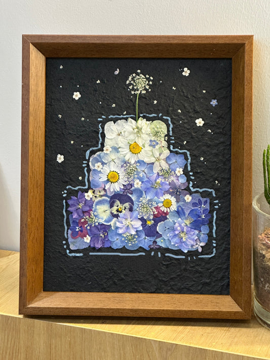 Custom Handmade Pressed Flower Birthday Cake Theme Frame – Wooden Frame with Birthday Month and Name, Personalized Birthday Gift - My Store