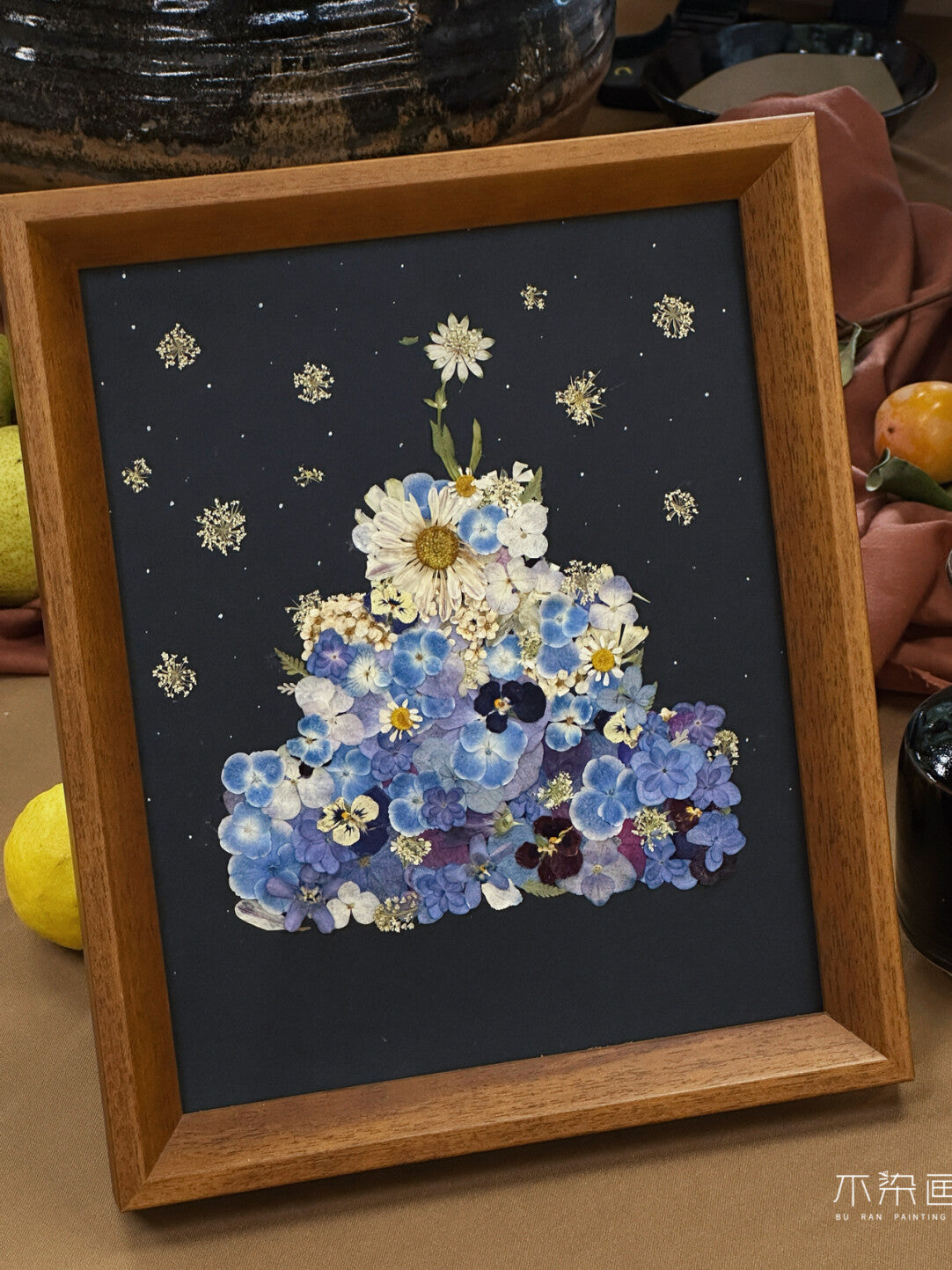 Custom Handmade Pressed Flower Birthday Cake Theme Frame – Wooden Frame with Birthday Month and Name, Personalized Birthday Gift - My Store