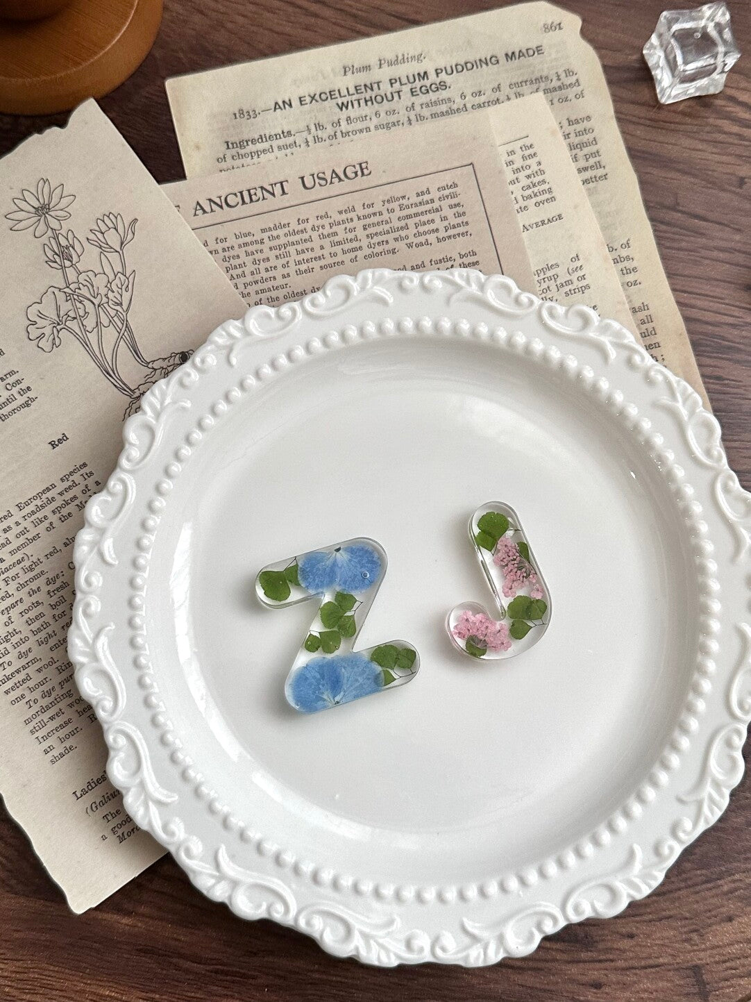 Handmade Resin Name Letter Series with Pressed Flowers – Custom DIY Frame & Keychain Gift for Birthday Blessings - My Store