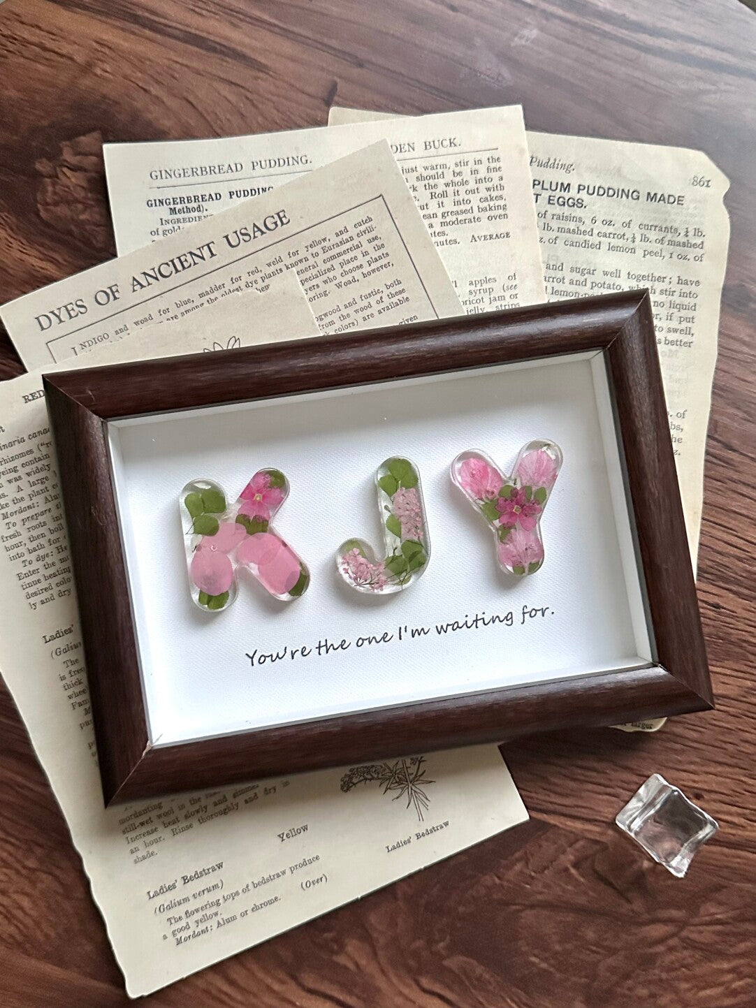 Handmade Resin Name Letter Series with Pressed Flowers – Custom DIY Frame & Keychain Gift for Birthday Blessings - My Store
