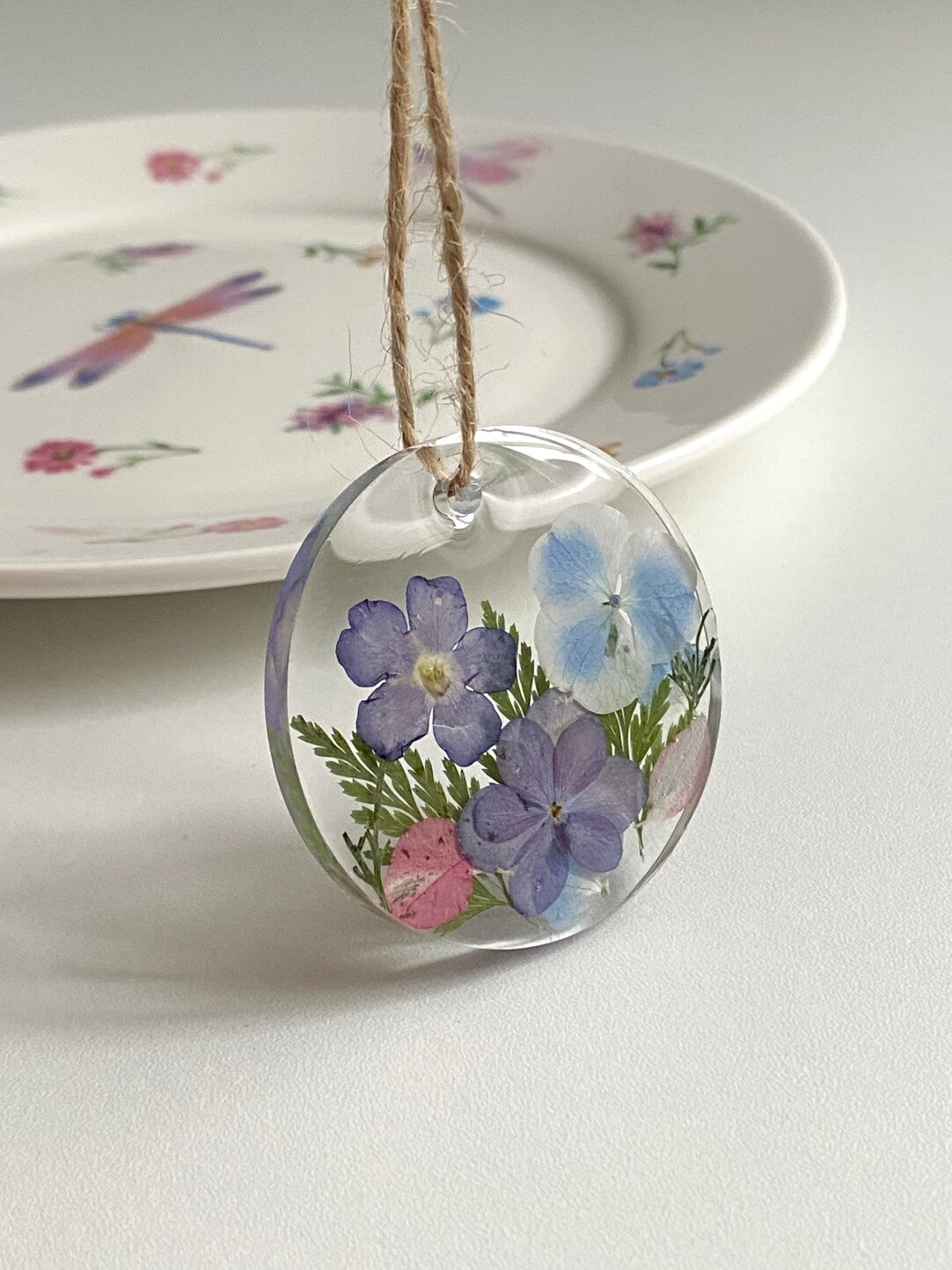 Resin Pressed Flower & Dried Flower Specimen Pendant Keychain Blossom Flower - My Store