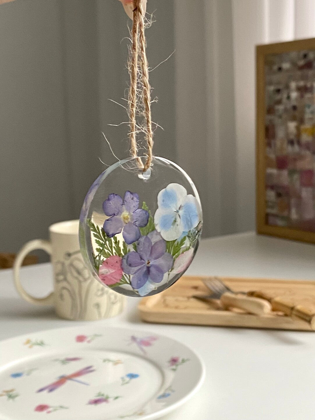 Resin Pressed Flower & Dried Flower Specimen Pendant Keychain Blossom Flower - My Store