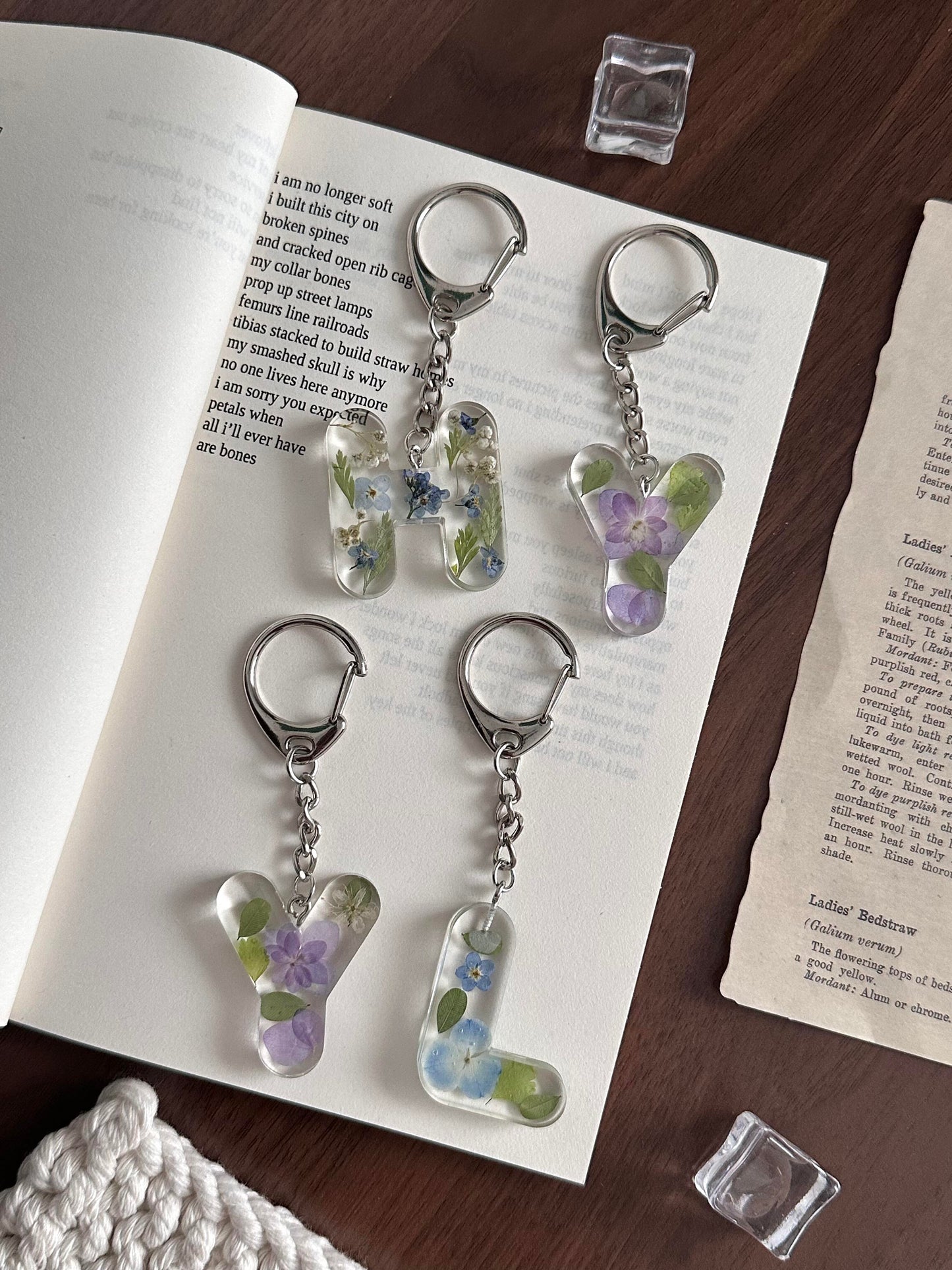 Handmade Resin Name Letter Series with Pressed Flowers – Custom DIY Frame & Keychain Gift for Birthday Blessings - My Store