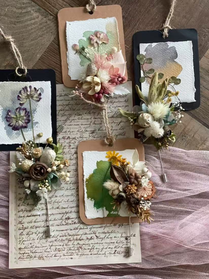 Handmade Pressed Flower Brooch with Real Dried Plants - My Store