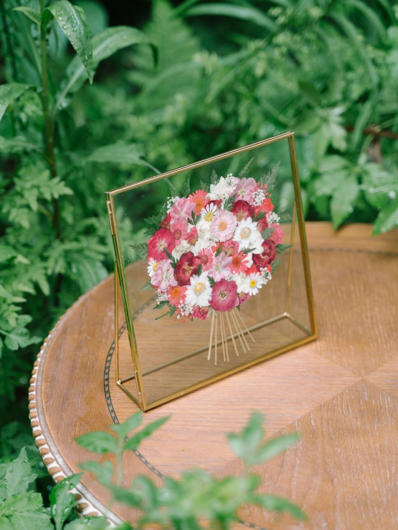 Original Custom Creative Pressed Flower Handmade DIY Brass Glass Frame Desktop Ornament Gift - My Store