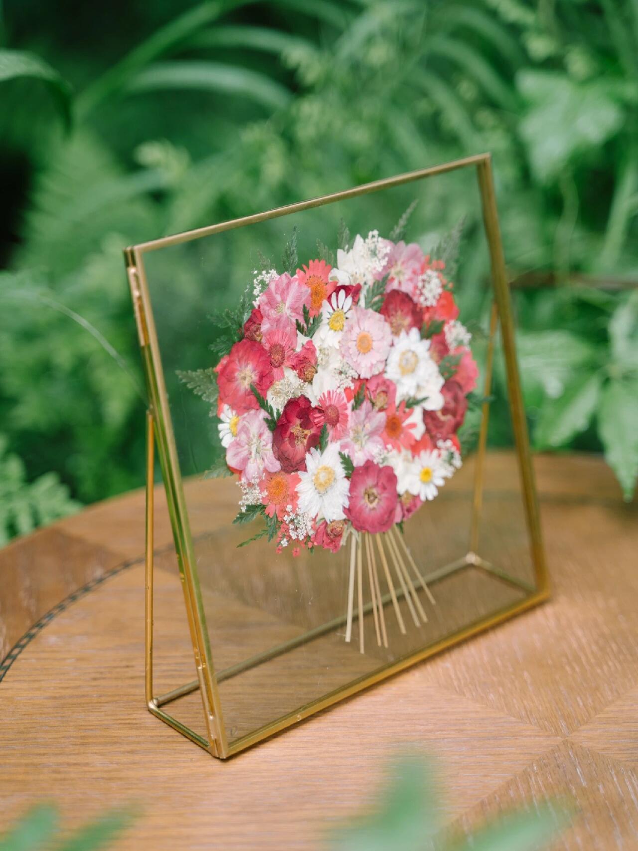 Original Custom Creative Pressed Flower Handmade DIY Brass Glass Frame Desktop Ornament Gift - My Store