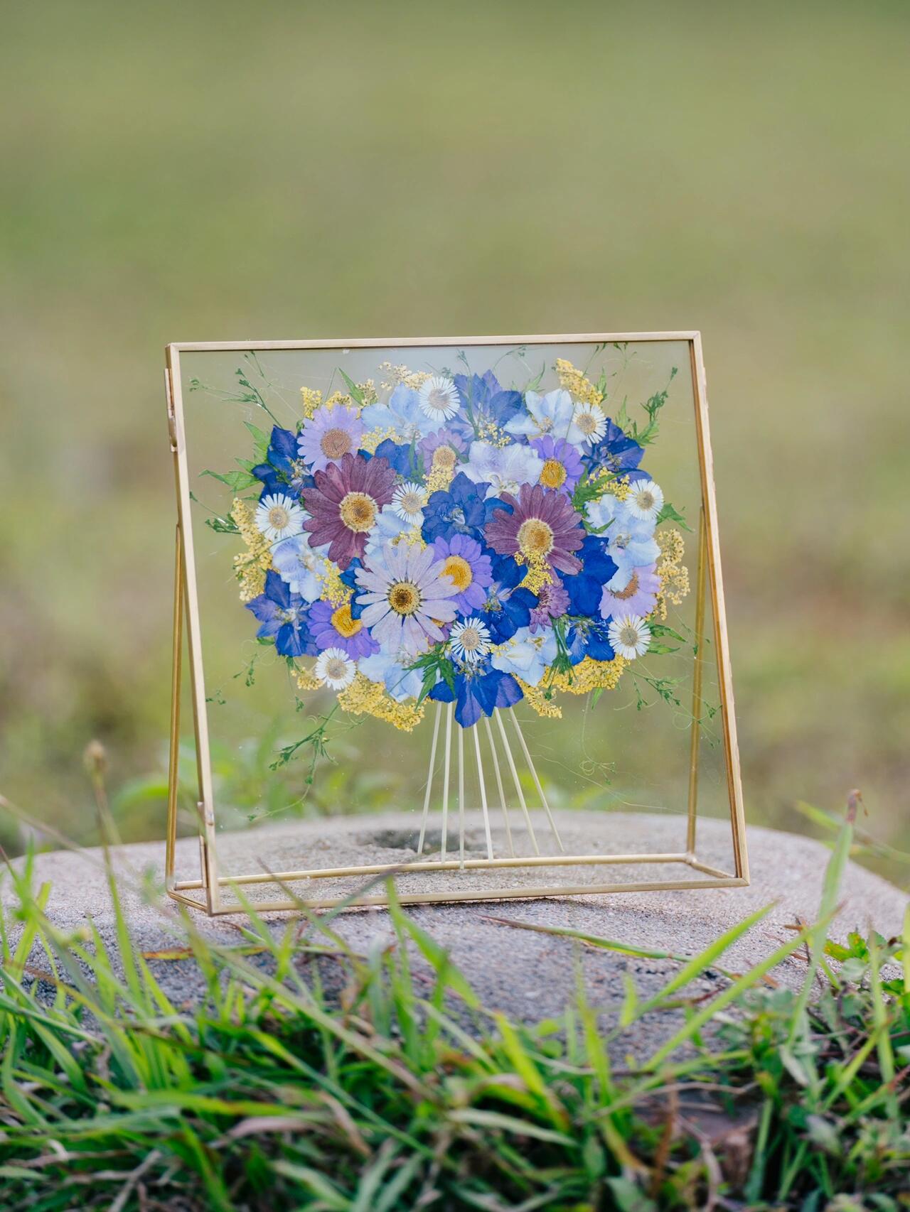 Original Custom Creative Pressed Flower Handmade DIY Brass Glass Frame Desktop Ornament Gift - My Store