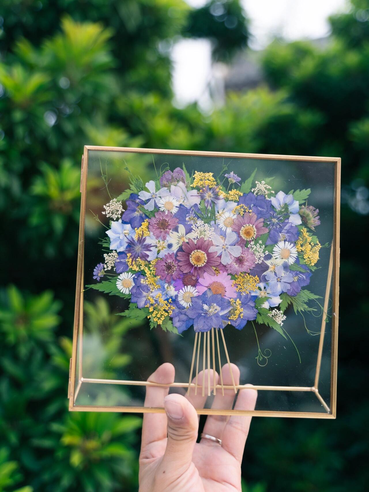 Original Custom Creative Pressed Flower Handmade DIY Brass Glass Frame Desktop Ornament Gift - My Store