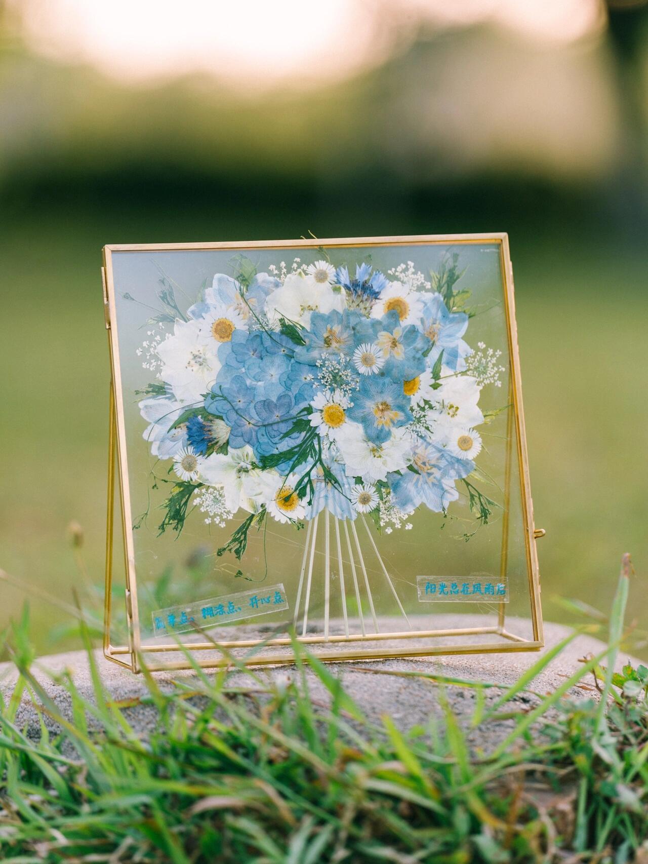 Original Custom Creative Pressed Flower Handmade DIY Brass Glass Frame Desktop Ornament Gift - My Store