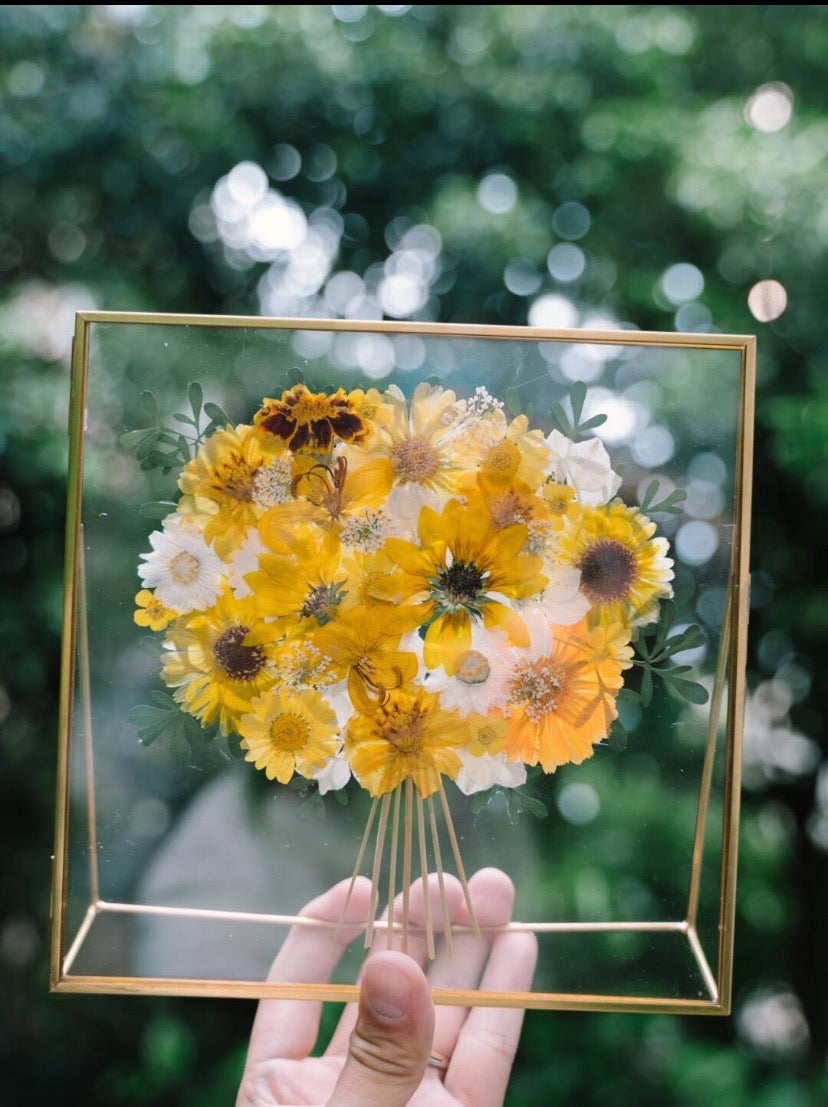 Original Custom Creative Pressed Flower Handmade DIY Brass Glass Frame Desktop Ornament Gift - My Store