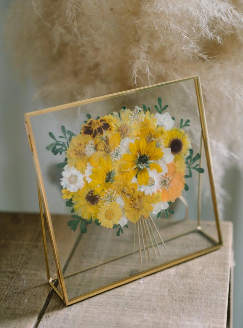 Original Custom Creative Pressed Flower Handmade DIY Brass Glass Frame Desktop Ornament Gift - My Store