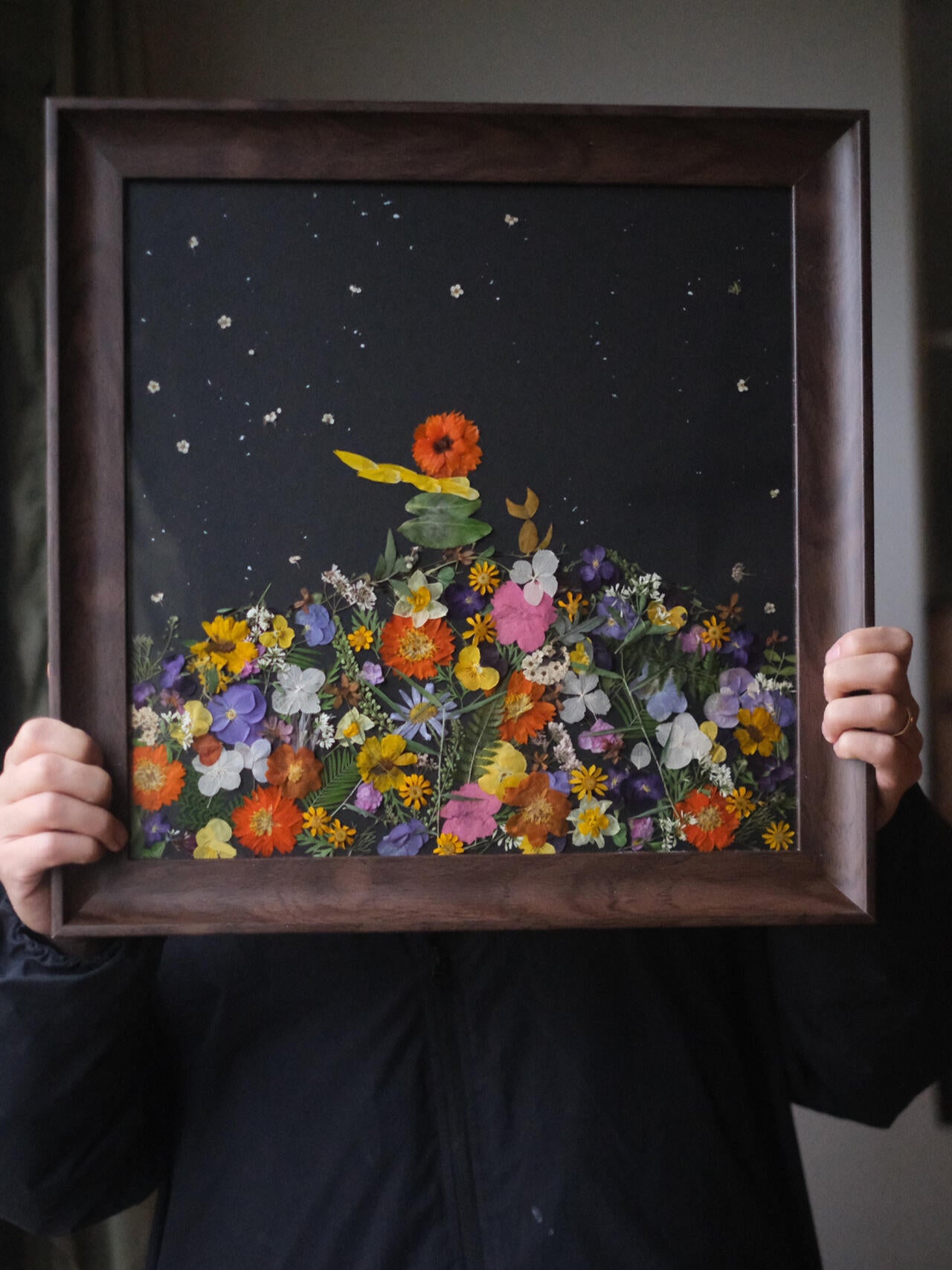 Original Handmade Pressed Flower Plant Frame – Custom Name and Blessing, 32x34cm, The Little Prince Theme, Birthday Gift - My Store